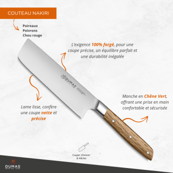 Couteau Nakiri 16 cm Chêne vert - 100 forgé - SIGNATURE