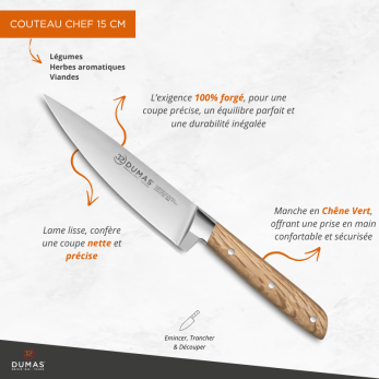Couteau Chef 15 cm Chêne Vert - 100 forgé - SIGNATURE