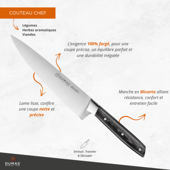 Couteau Chef 20 cm Micarta - 100 forgé - SIGNATURE